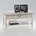 Coffee table with drawer and shelf in patinated wood Made in Italy - Tuoni Viadurini