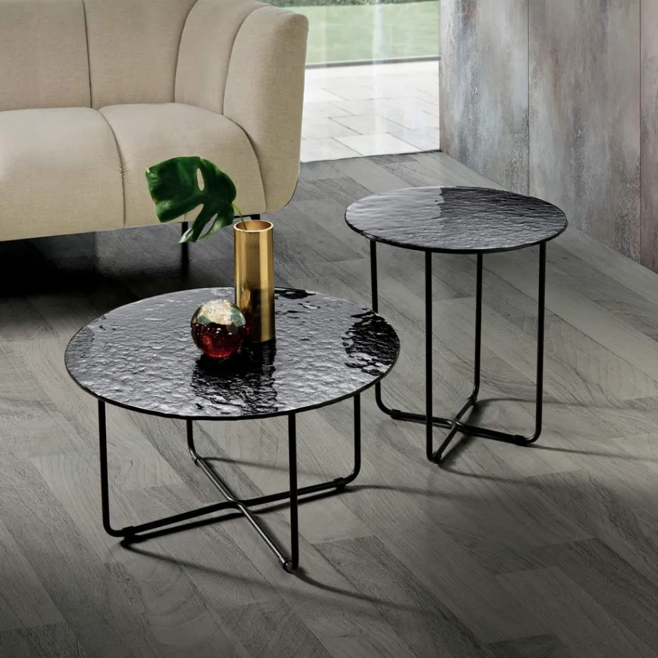 Coffee Table with Mirror and Marble-Effect Ceramic Top Made in Italy - Giusta Viadurini