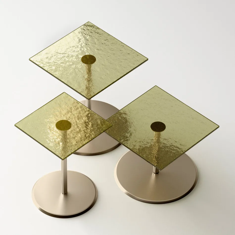 Coffee Table with Square Glass or Metal Top Made in Italy - Anakin Viadurini