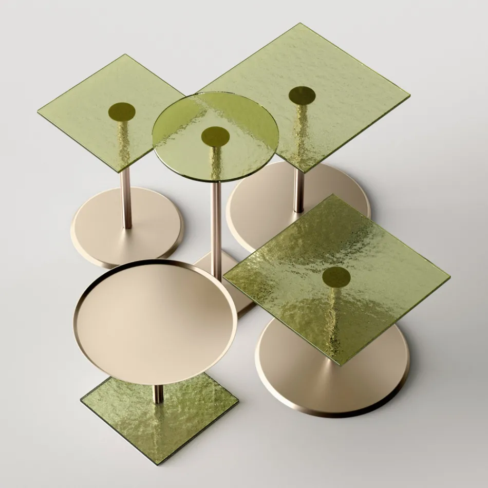 Coffee Table with Square Glass or Metal Top Made in Italy - Anakin Viadurini