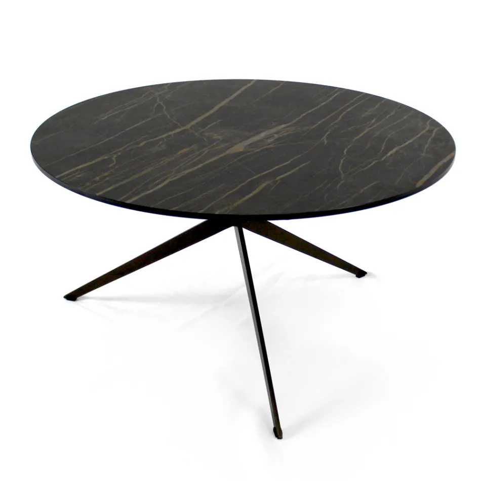 Coffee Table with Round Top Made in Stoneware Made in Italy - Siste Viadurini