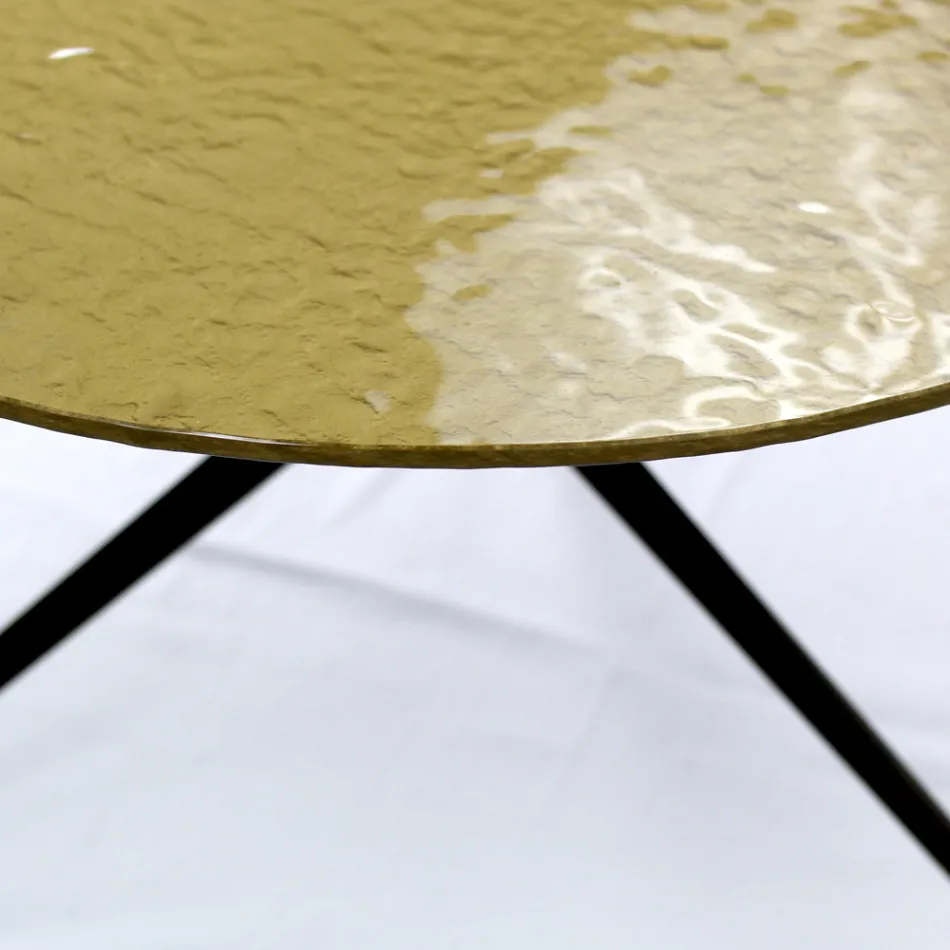 Coffee Table with Round Top Made in Glass Made in Italy - Siste Viadurini