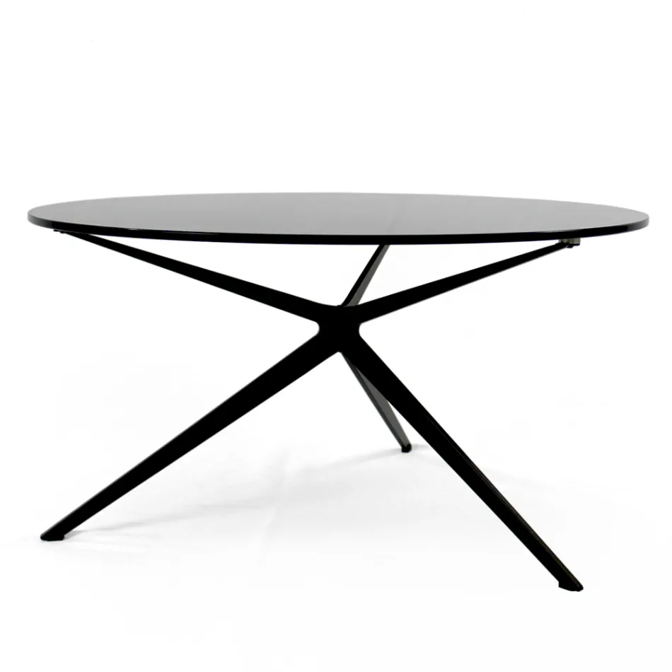 Coffee Table with Round Top Made in Glass Made in Italy - Siste Viadurini