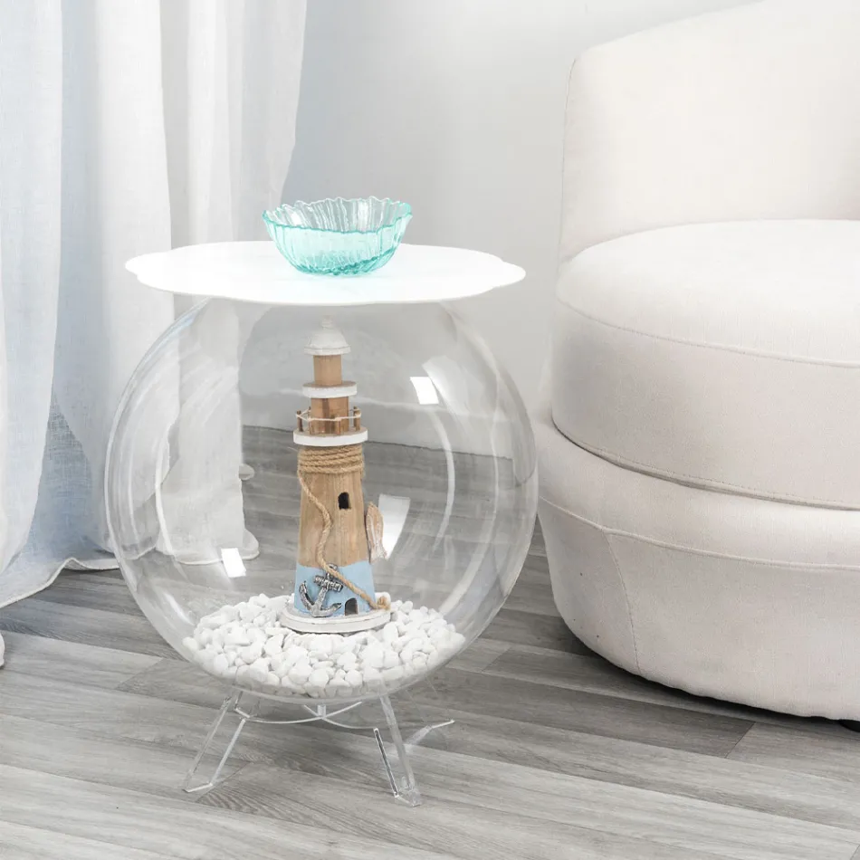 Biffy white round coffee table / container, modern design made in Italy Viadurini