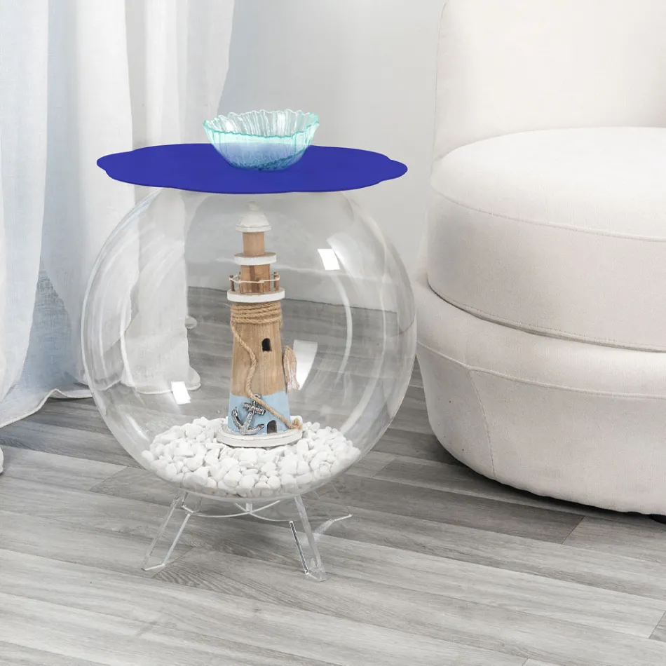 Biffy blue round coffee table / container, modern design made in Italy Viadurini
