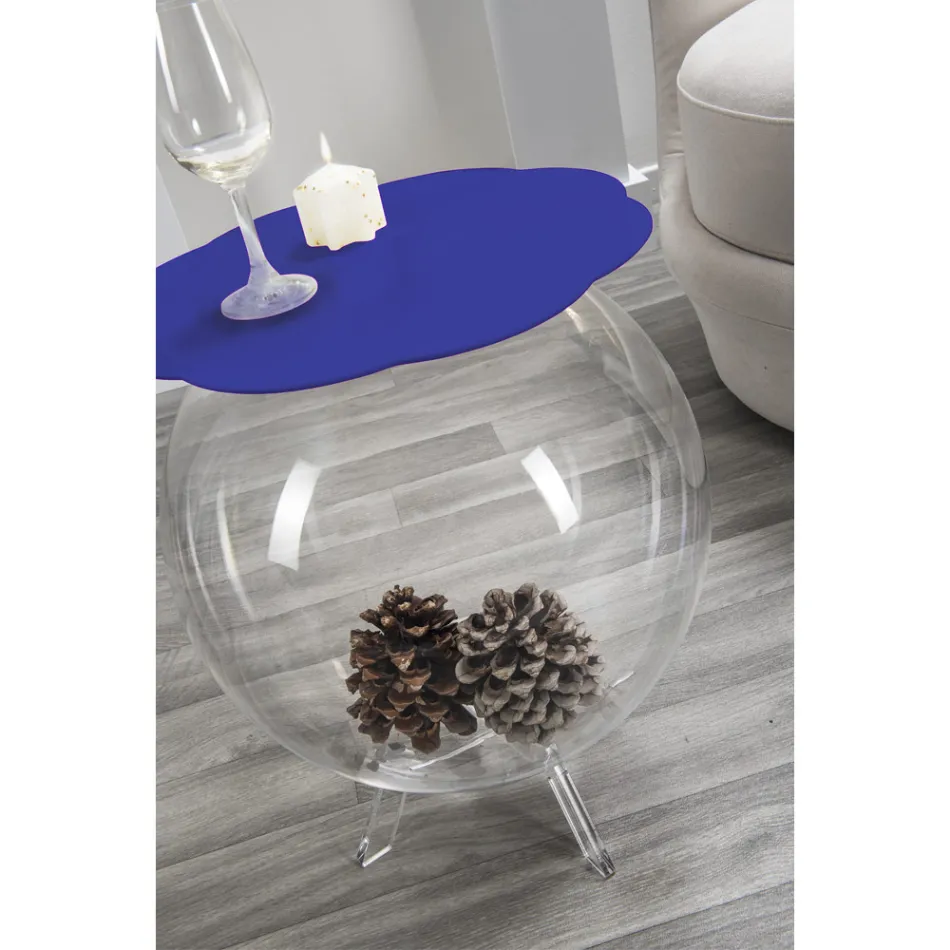 Biffy blue round coffee table / container, modern design made in Italy Viadurini