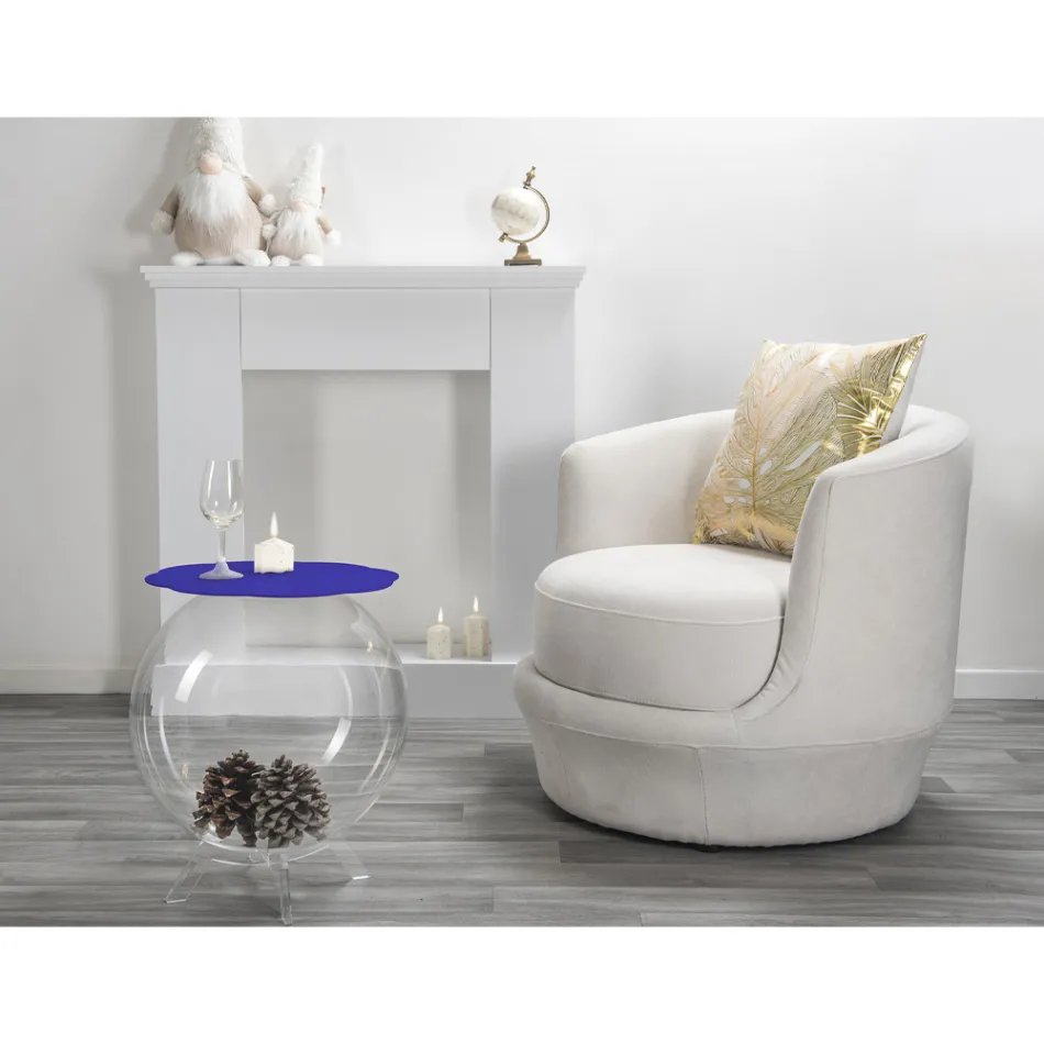 Biffy blue round coffee table / container, modern design made in Italy Viadurini