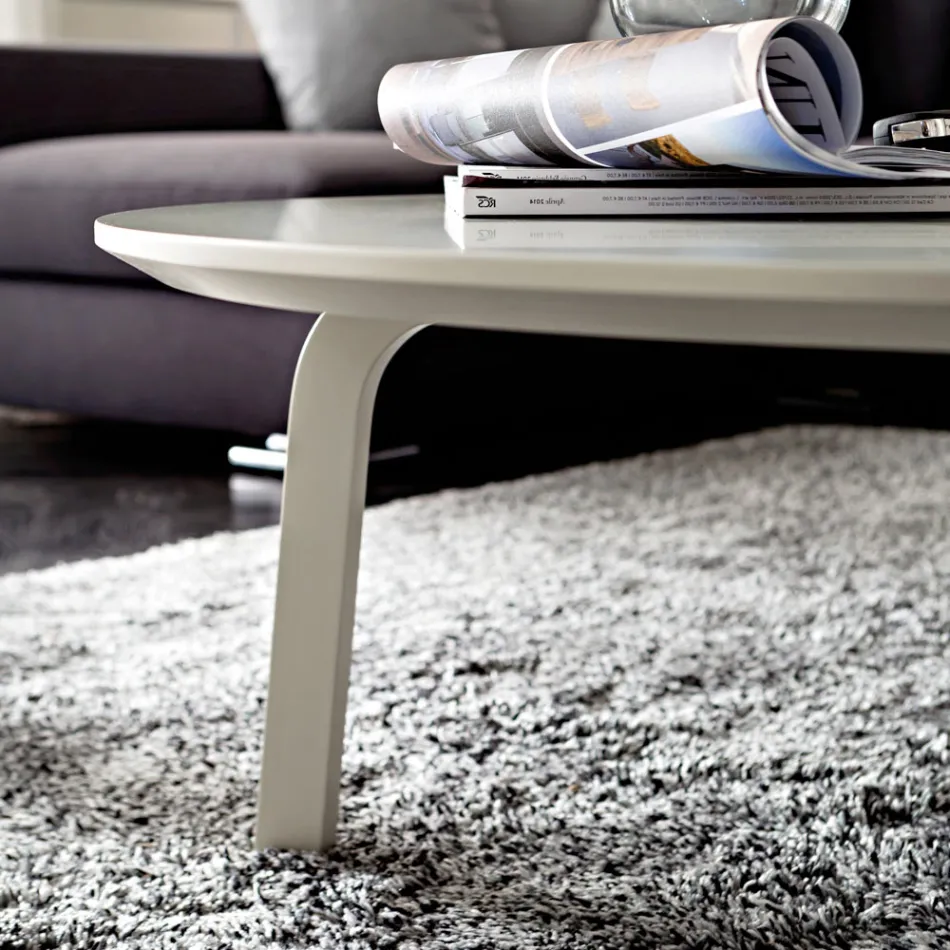 Coffee Table with Round Top in Lacquered Mdf Made in Italy - Tobiko Viadurini