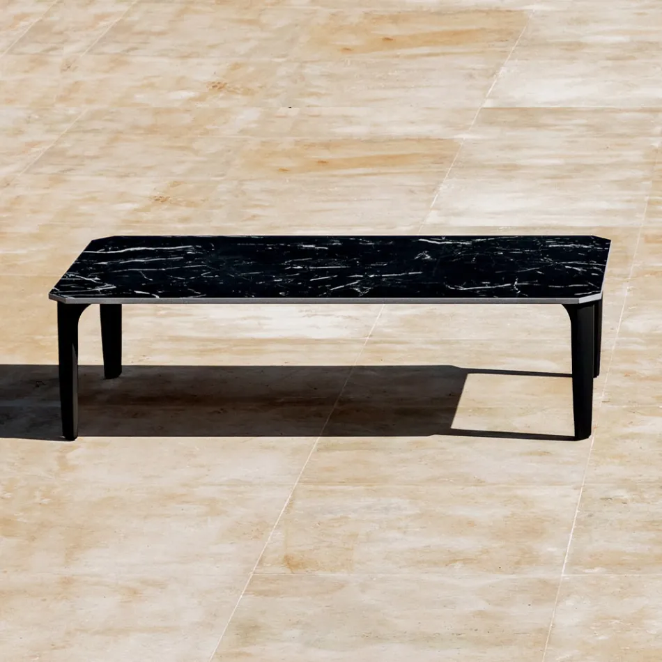 Garden Coffee Table in Aluminium and Stoneware Top 7 Finishes - Filomena Viadurini