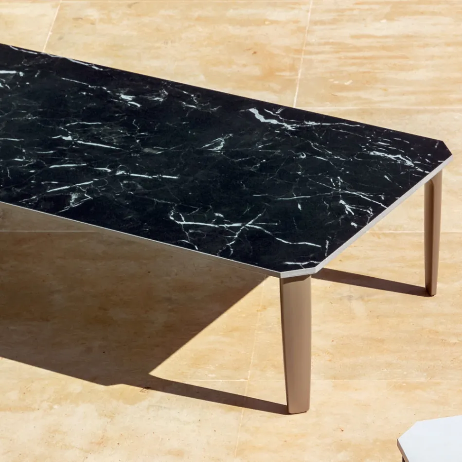 Garden Coffee Table in Aluminium and Stoneware Top 7 Finishes - Filomena Viadurini