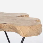 Coffee Table for Lounge Black Steel and Natural Teak Wood - Perlana Viadurini