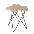 Coffee Table for Lounge Black Steel and Natural Teak Wood - Perlana Viadurini