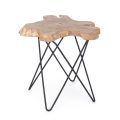 Coffee Table for Lounge Black Steel and Natural Teak Wood - Perlana