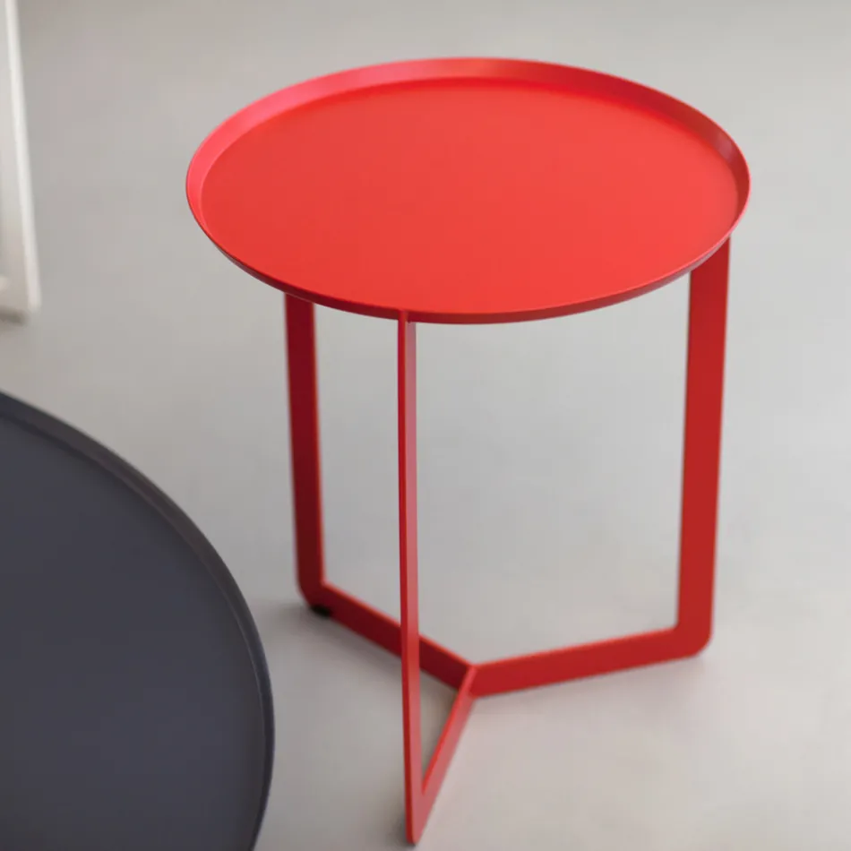 Outdoor Round Metal Coffee Table Made in Italy - Stephane Viadurini