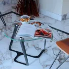 Handmade Coffee Table in Glass and Steel Made in Italy - Marbello Viadurini