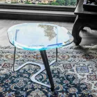 Handmade Coffee Table in Glass and Steel Made in Italy - Marbello Viadurini