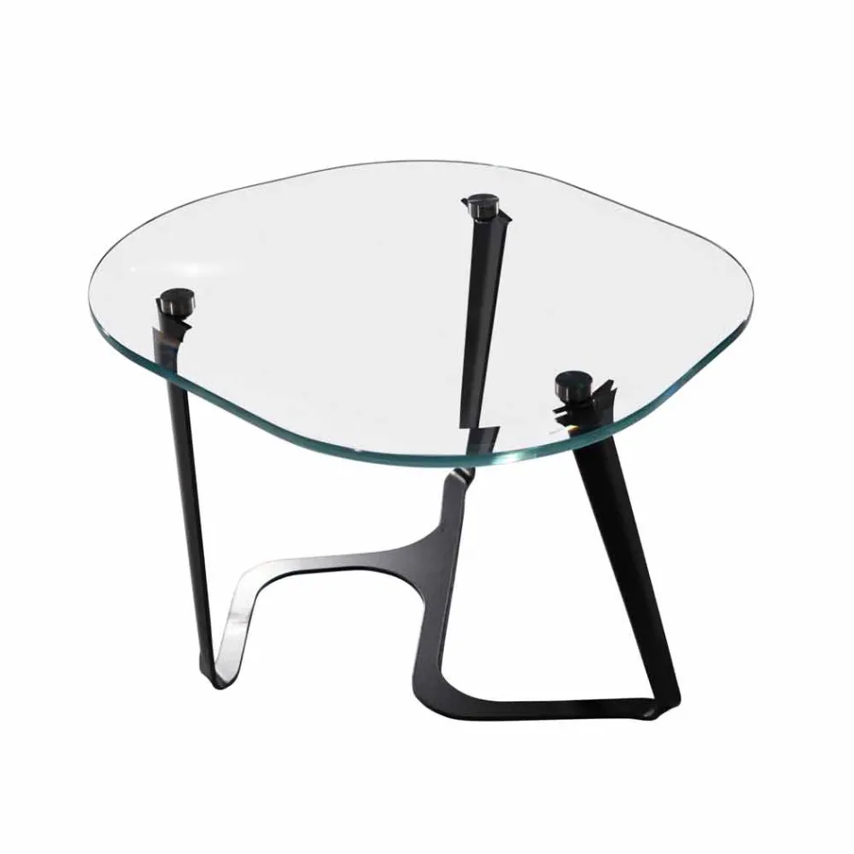 Handmade Coffee Table in Glass and Steel Made in Italy - Marbello Viadurini