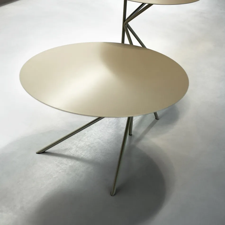 Round Metal Coffee Table, Design in Various Colours and 2 Sizes - Olesya Viadurini