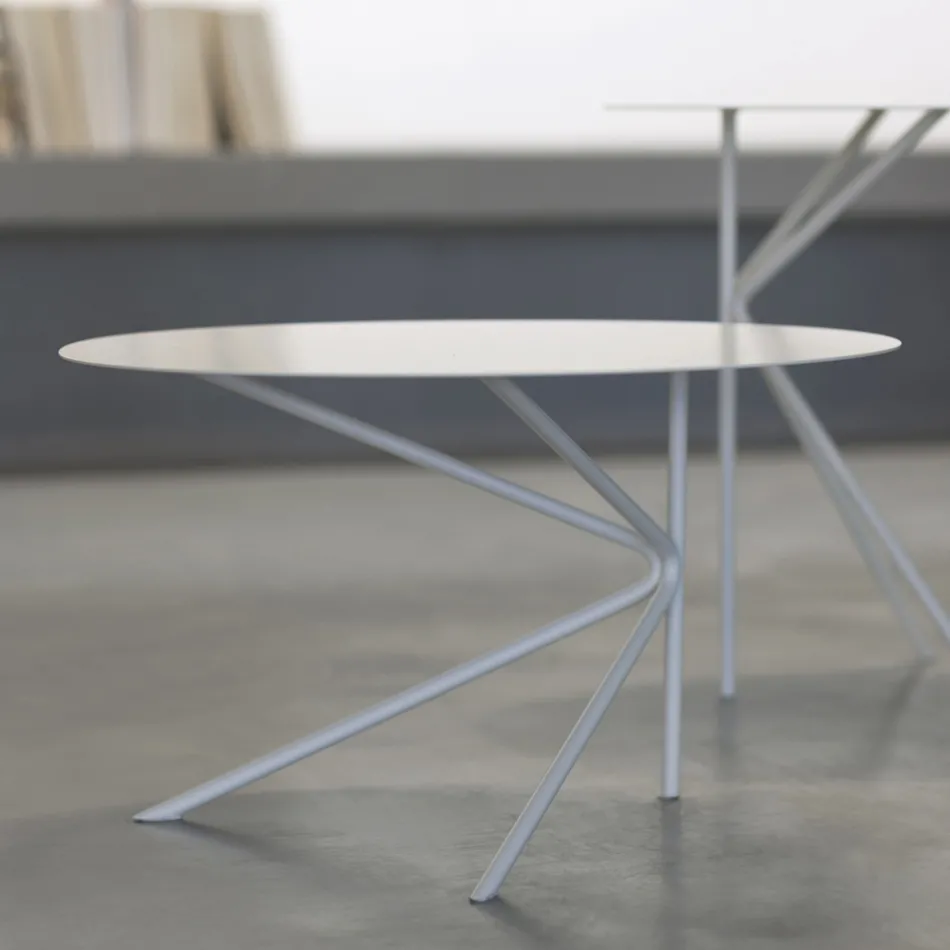 Round Metal Coffee Table, Design in Various Colours and 2 Sizes - Olesya Viadurini