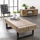 Coffee Table for the Lounge in Fir Wood and Steel - Ilenia Viadurini