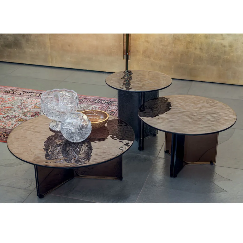 Round Glass Coffee Table for Lounge Design 3 Sizes - Imolao Viadurini