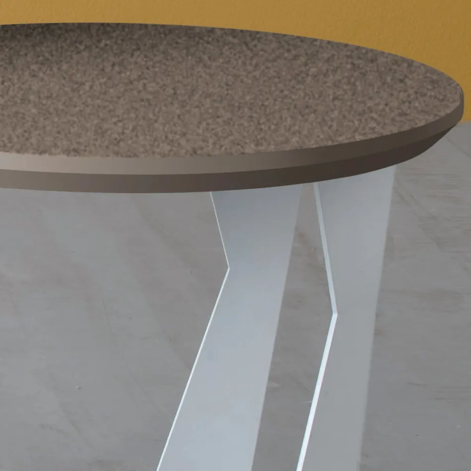 Round Coffee Table in Inclined Metal and Ceramic 3 Sizes - Coriko Viadurini