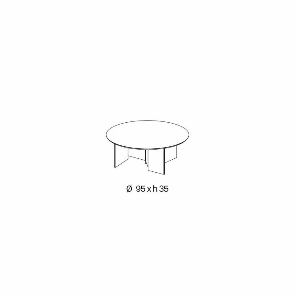 Round Coffee Table with Ceramic Top and Smoked Glass Legs - Random Viadurini