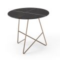 Round Coffee Table in Metal and Luxury Marble Effect Glass - Magali