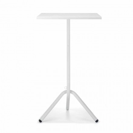 High Square Outdoor Table in Metal and Sheet Metal Made in Italy - Archibald Viadurini
