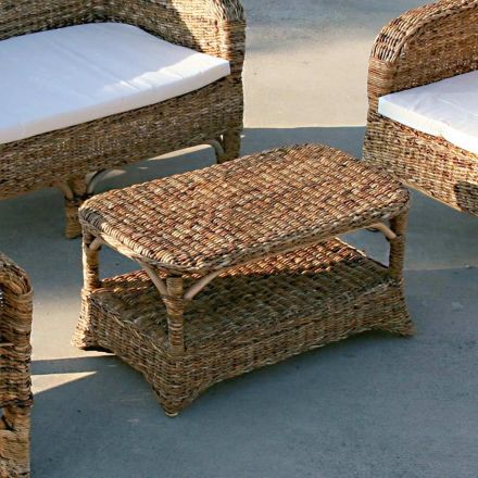 Outdoor Coffee Table in Natural Banana Weaving - Dish Viadurini