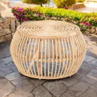 Outdoor Coffee Table in Natural Rattan Woven Completely by Hand - Bellaria Viadurini