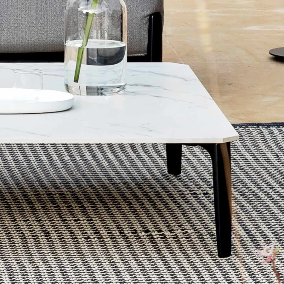 Square Outdoor Coffee Table in Aluminium and High Quality Stoneware - Filomena Viadurini