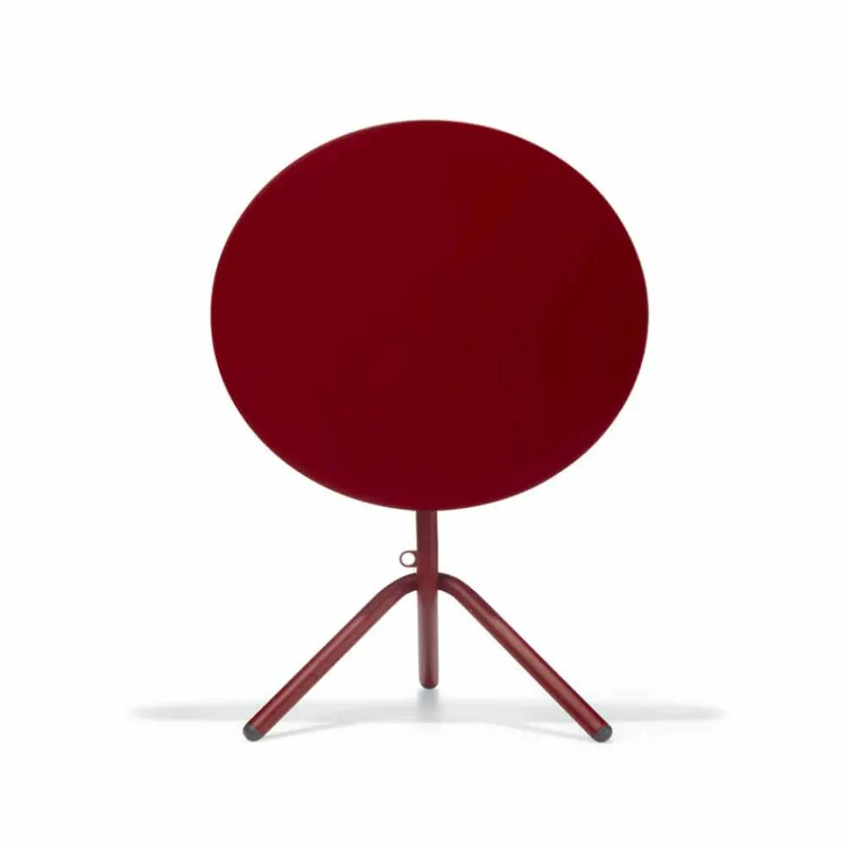 Round Outdoor Metal and Sheet Metal Table Made in Italy - Alberic Viadurini