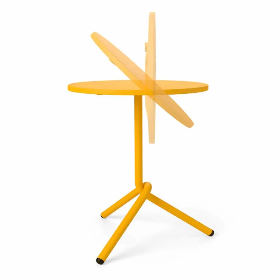 Round Outdoor Metal and Sheet Metal Table Made in Italy - Alberic Viadurini