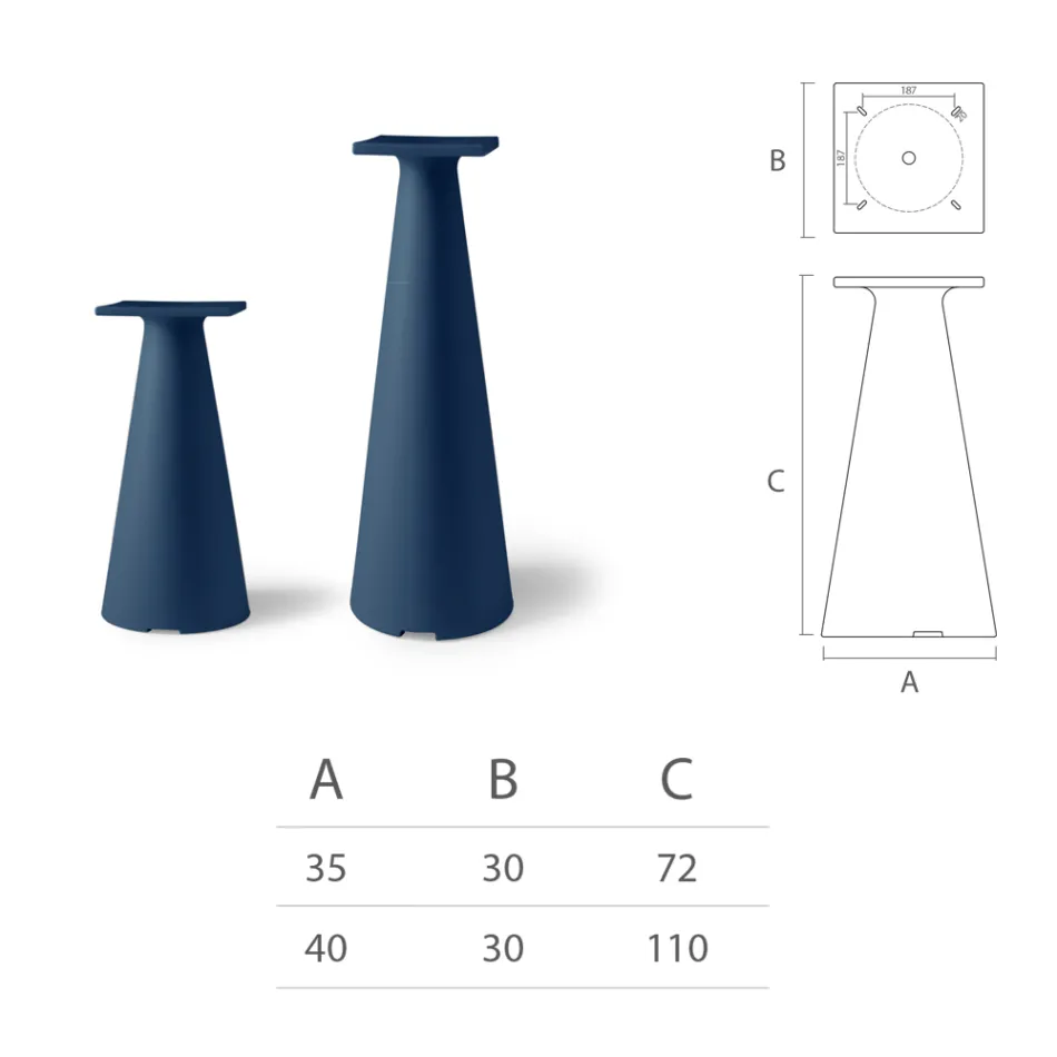 Garden Coffee Table Base in Polyethylene and HPL Top Made in Italy - Lucy Viadurini