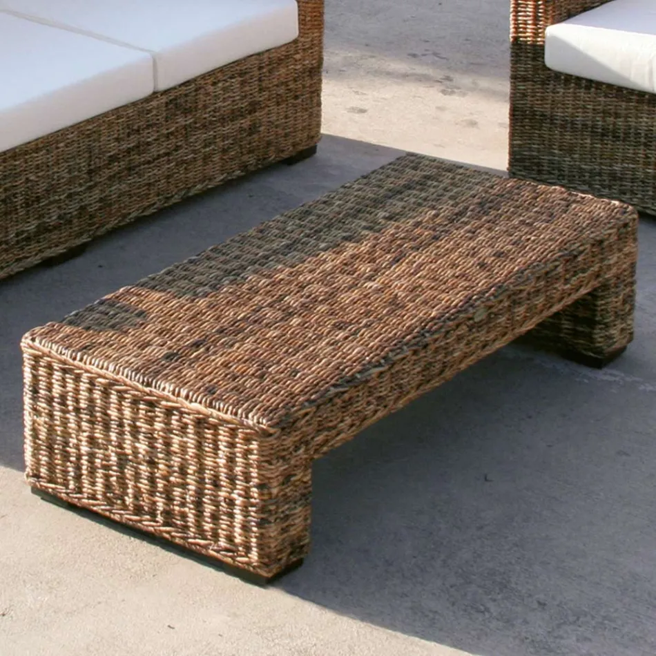 Garden Coffee Table with Natural Banana Weaving Structure - Dish Viadurini