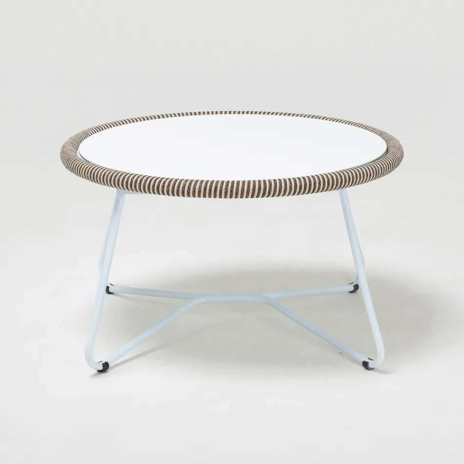 Garden Coffee Table in Aluminium and Rope Weaving - Alcor Viadurini