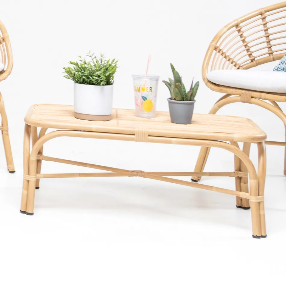 Garden Coffee Table in Aluminium and Polyrattan Weaving - Ellide Viadurini