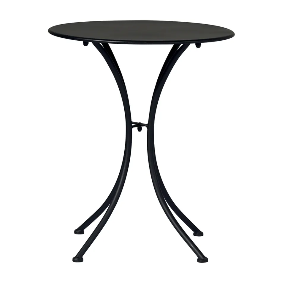 Garden Coffee Table in Black Painted Iron with Round Top - Gendron Viadurini