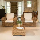 Garden Coffee Table in Natural Abaca Fibre - Lagertha Viadurini