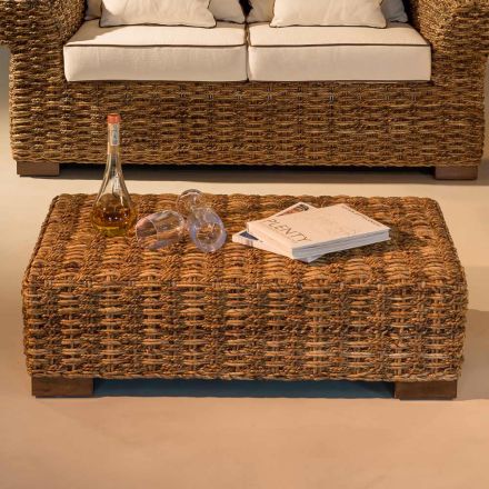 Garden Coffee Table in Natural Abaca Fibre - Lagertha Viadurini