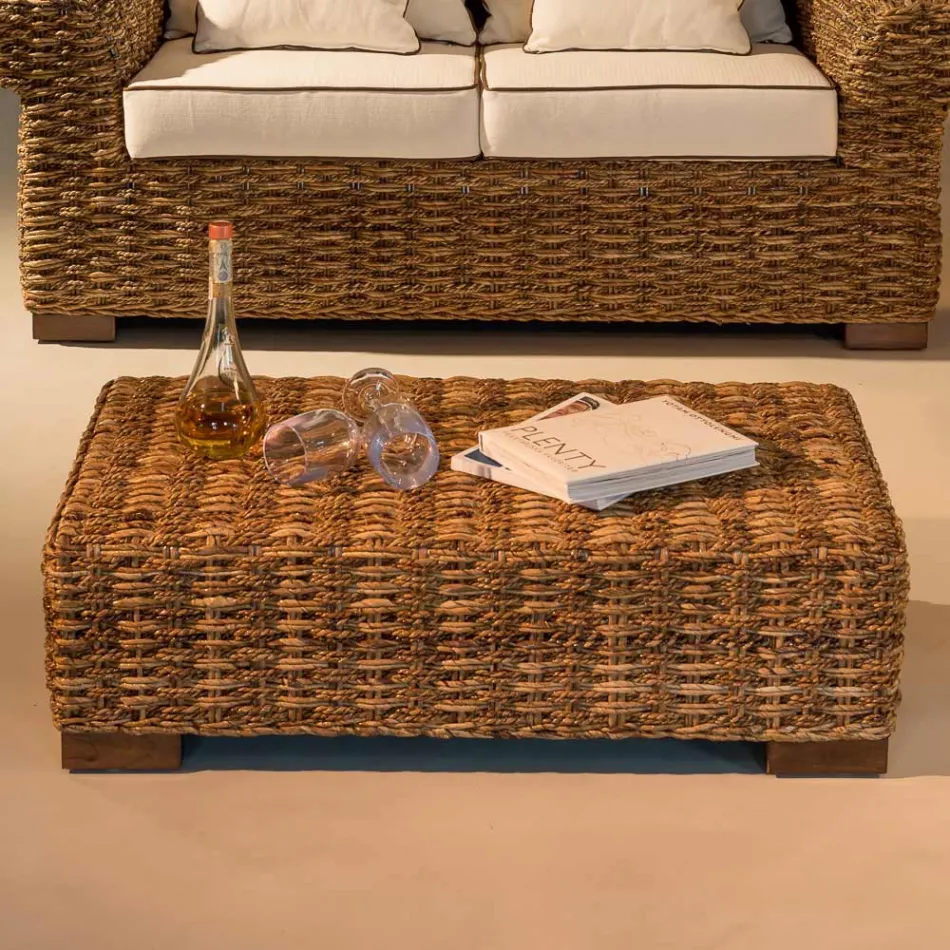 Garden Coffee Table in Natural Abaca Fibre - Lagertha Viadurini