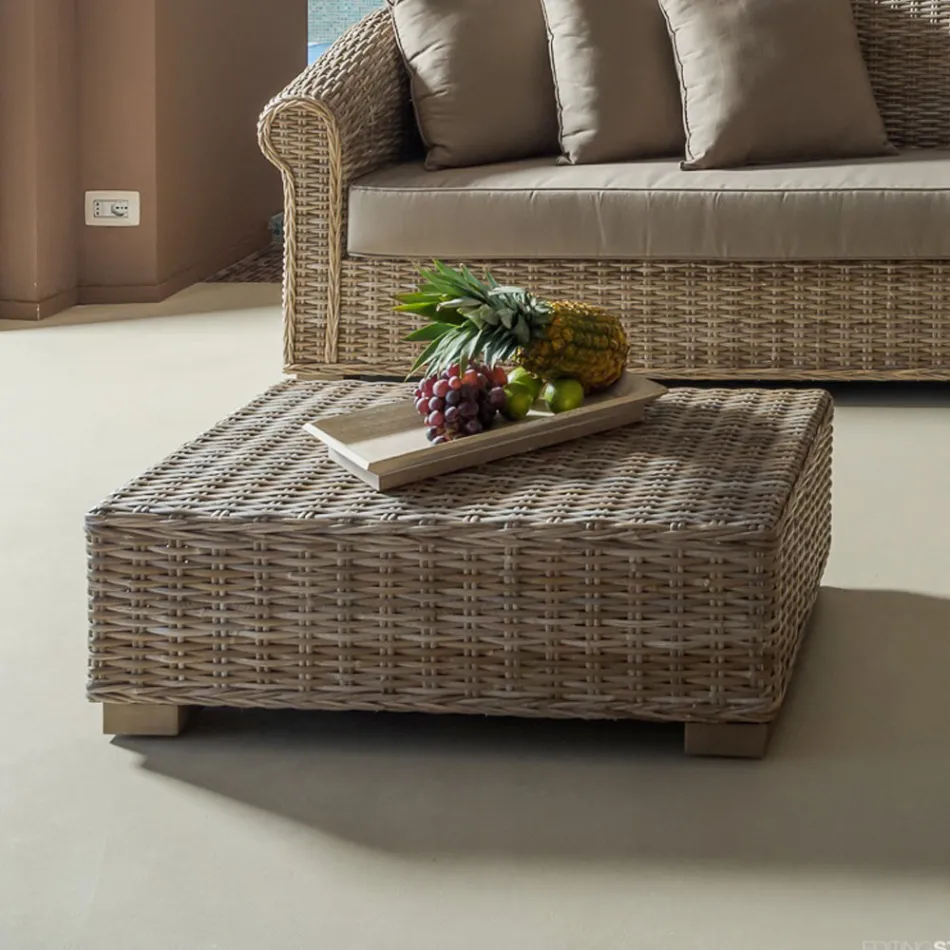 Garden Coffee Table in Natural Fibre by Kubù - Isildur Viadurini