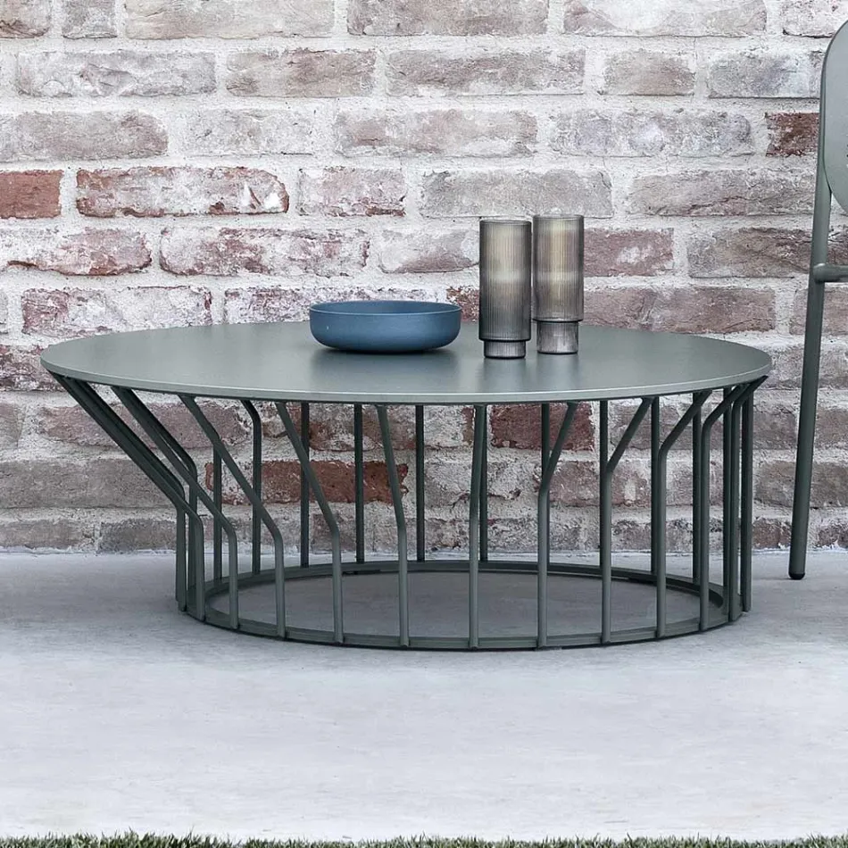 Garden Coffee Table in Hpl and Painted Metal Made in Italy - Guerrino Viadurini