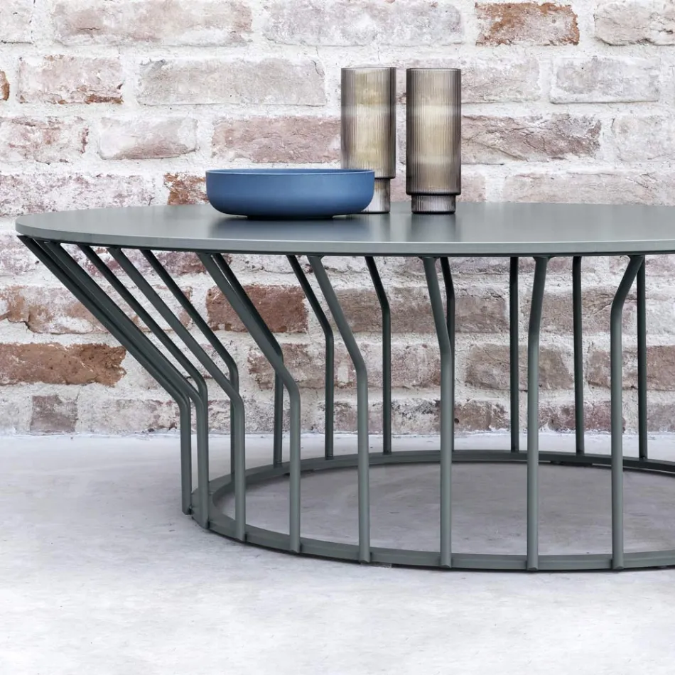 Garden Coffee Table in Hpl and Painted Metal Made in Italy - Guerrino Viadurini
