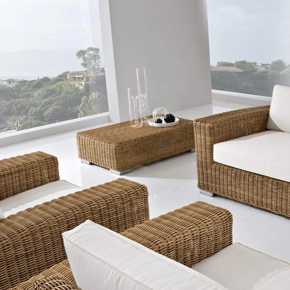 Garden Coffee Table in Hand Woven Polyrattan - Yoko Viadurini