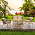 Garden Coffee Table in Hand-Woven Natural Rattan - Catelyn Viadurini