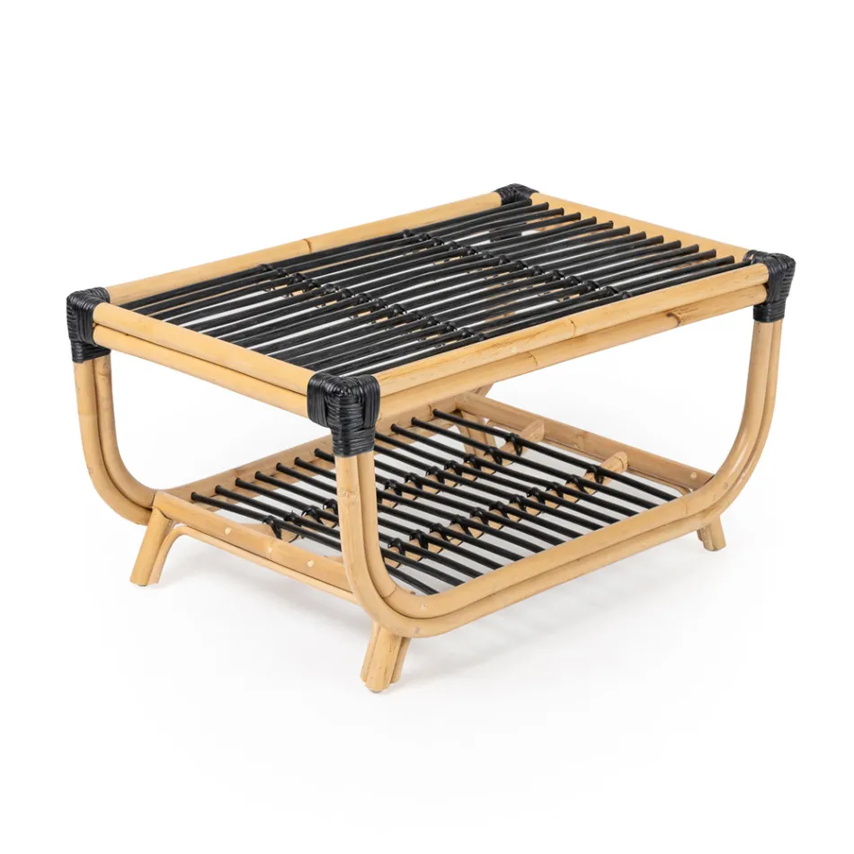 Garden Coffee Table in Hand-Woven Natural Rattan - Catelyn Viadurini