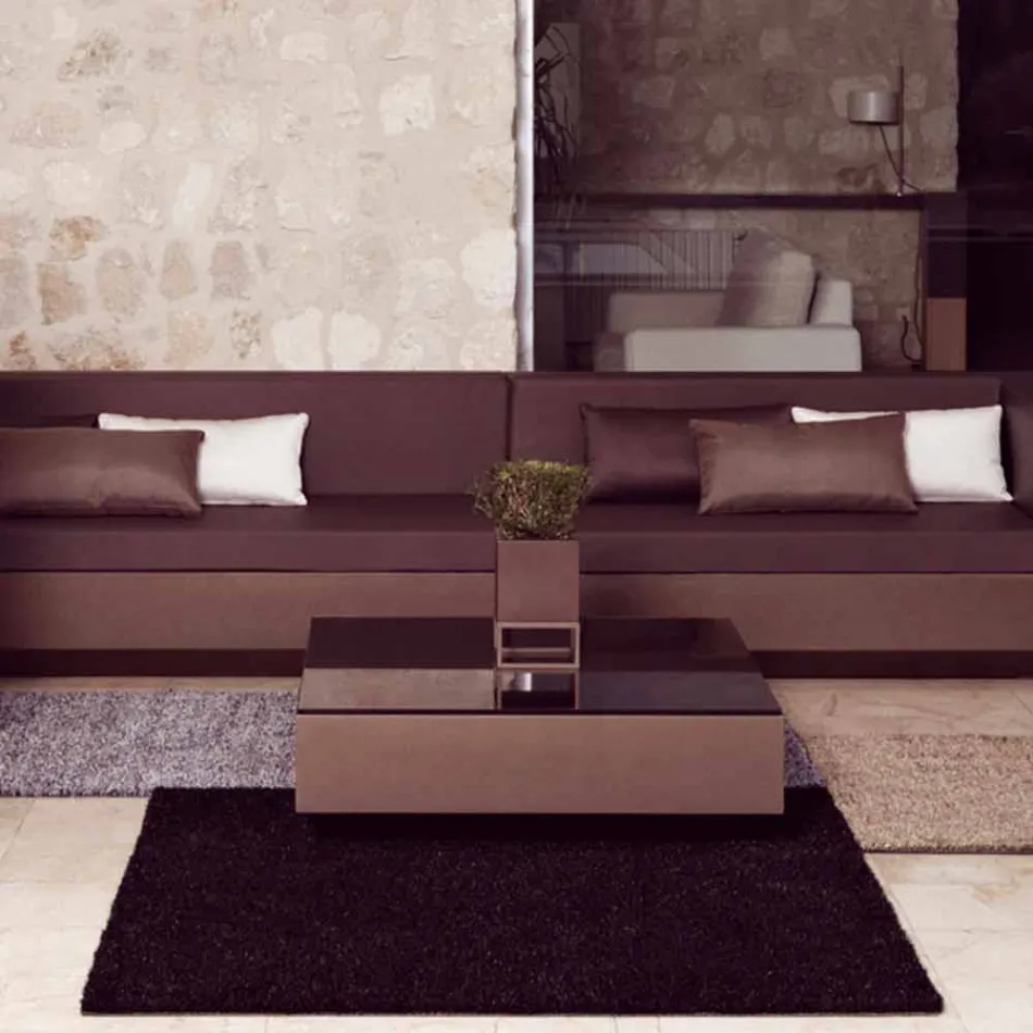 Square modern garden side table Vela by Vondom, in polyethylene Viadurini