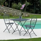 Folding Square Garden Coffee Table in Anthracite Grey Iron - Zoubiba Viadurini